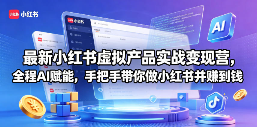 最新小红书虚拟产品实战变现营，全程AI赋能，手把手带你做小红书并赚到钱-沧海聊项目
