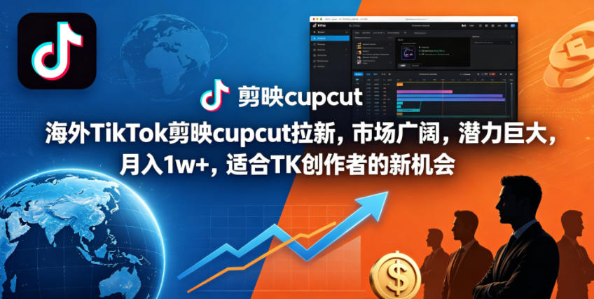 海外TikTok剪映cupcut拉新，市场广阔，潜力巨大，月入1w+，适合TK创作者的新机会-沧海聊项目