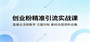 创业粉精准引流实战课：直播全流程教学，文案对标，素材合规资料合集-沧海聊项目