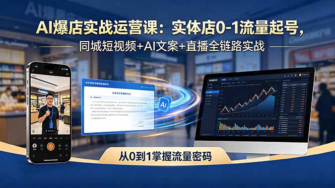 AI爆店实战运营课：实体店0-1流量起号，同城短视频+AI文案+直播全链路实战-沧海聊项目