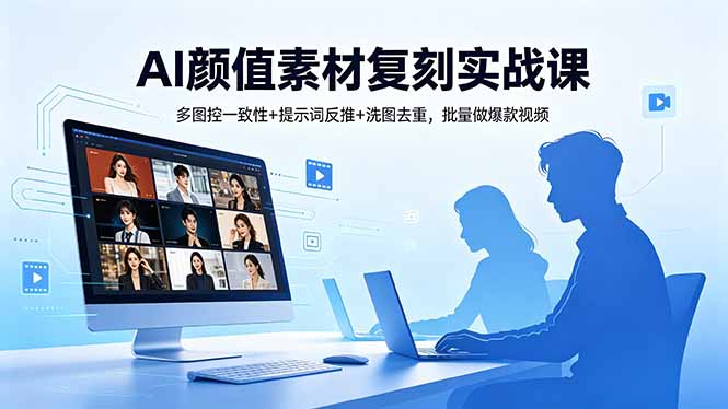 AI颜值素材复刻实战课，多图控一致性+提示词反推+洗图去重，批量做爆款视频-沧海聊项目