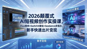 2026颠覆式 AI短视频创作课-5月更新，Flux精修+SwitchX重绘+Seedance多模态，新手快速出片变现-沧海聊项目