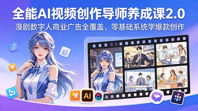 全能AI视频创作导师养成课2.0，漫剧数字人商业广告全覆盖，零基础系统学爆款创作-沧海聊项目