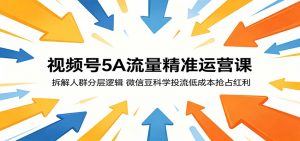 视频号5A流量精准运营课：拆解人群分层逻辑，微信豆科学投流低成本抢占红利-沧海聊项目