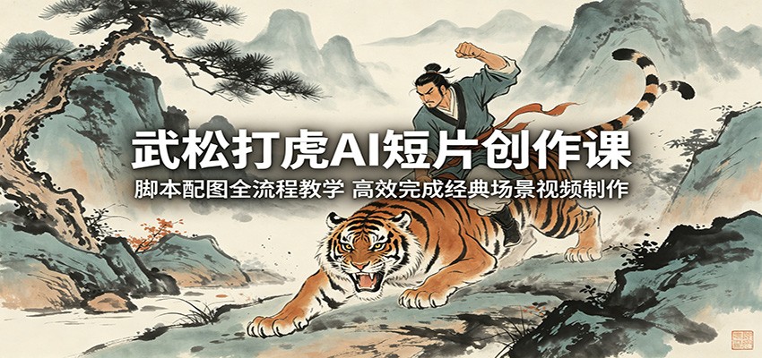 武松打虎AI短片创作课：脚本配图全流程教学，高效完成经典场景视频制作-沧海聊项目
