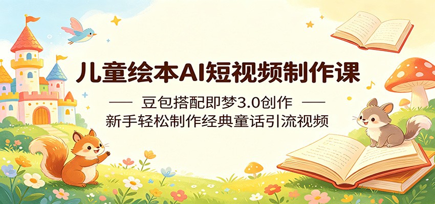 儿童绘本AI短视频制作课：豆包搭配即梦3.0创作，新手轻松制作经典童话引流视频-沧海聊项目