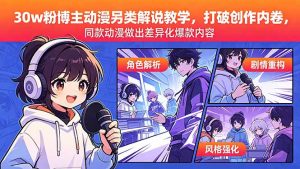 30w粉博主动漫另类解说教学，打破创作内卷，同款动漫做出差异化爆款内容-沧海聊项目
