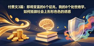 付费文3篇：即将变富的6个征兆，我的8个处世绝学，如何抵御社会上形形色色的诱惑-沧海聊项目
