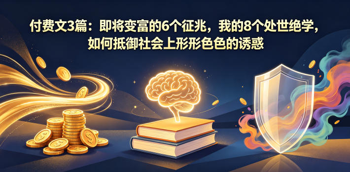 付费文3篇：即将变富的6个征兆，我的8个处世绝学，如何抵御社会上形形色色的诱惑-沧海聊项目