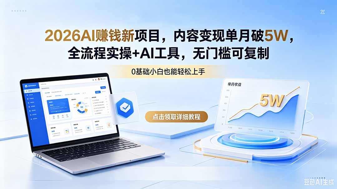 2026AI赚钱新项目，内容变现单月破5W，全流程实操+AI工具，无门槛可复制-沧海聊项目