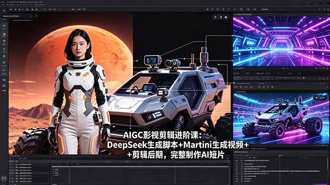 AIGC影视剪辑进阶课：DeepSeek生成脚本+Martini生成视频+剪辑后期，完整制作AI短片-沧海聊项目