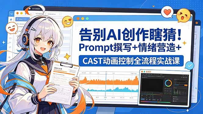 告别AI创作瞎猜！Prompt撰写+情绪营造+CAST动画控制全流程实战课-沧海聊项目