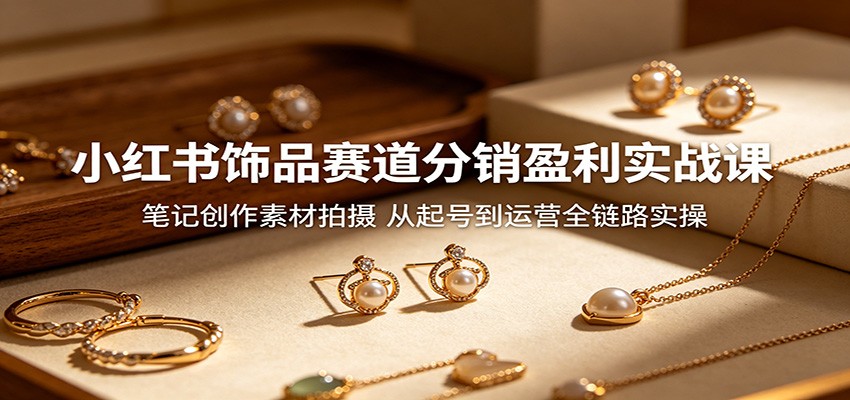 小红书饰品赛道分销盈利实战课：笔记创作素材拍摄，从起号到运营全链路实操-沧海聊项目