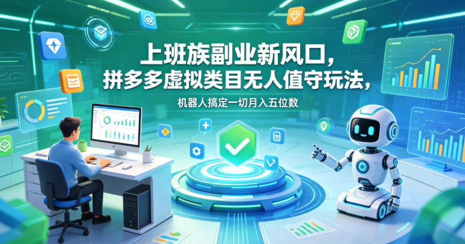 上班族副业新风口，拼多多虚拟类目无人值守玩法，机器人搞定一切月入五位数【揭秘】-沧海聊项目
