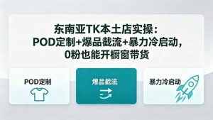 东南亚TK本土店实操-5月更新：POD定制+爆品截流+暴力冷启动，0粉也能开橱窗带货-沧海聊项目