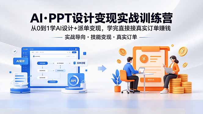 AI·PPT设计变现实战训练营，从0到1学AI设计+派单变现，学完直接接真实订单赚钱-沧海聊项目