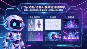 广告/动画/短剧AI视频全流程教学，角色一致性控制+镜头运镜+后期合成全覆盖-沧海聊项目