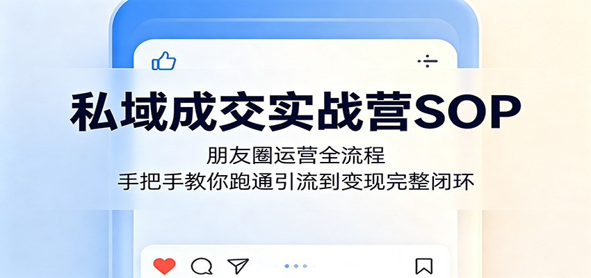 私域成交实战营SOP：朋友圈运营全流程，手把手教你跑通引流到变现完整闭环-沧海聊项目