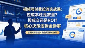 视频号付费投流实战课-5月：控成本还是放量？投成交还是ROI？核心决策逻辑全拆解-沧海聊项目