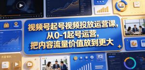 视频号起号视频投放运营课，从0-1起号运营，把内容流量价值放到更大-沧海聊项目