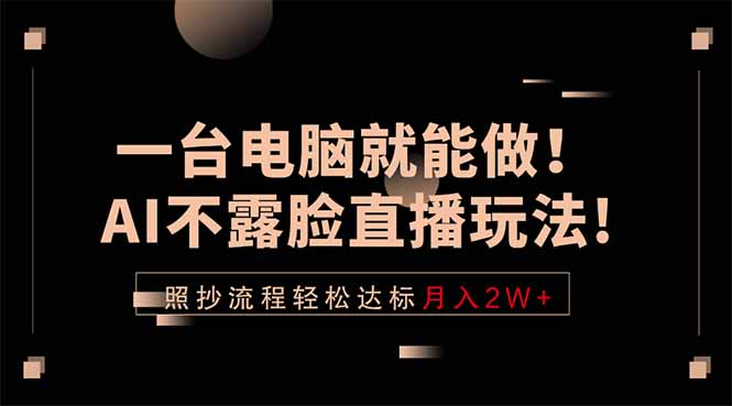 一台电脑就能做！AI不露脸直播玩法，照抄流程轻松达标月入2W+-沧海聊项目