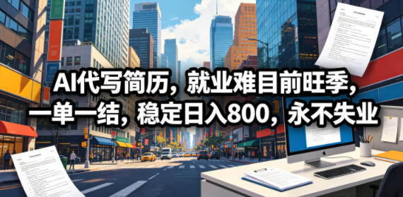 AI代写简历，就业难目前旺季，一单一结，稳定日入800，永不失业-沧海聊项目