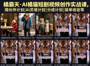 橘霸天·AI橘猫短剧视频创作实战课，撸伙伴计划|AI灵境计划|分成计划|接单收徒等-沧海聊项目