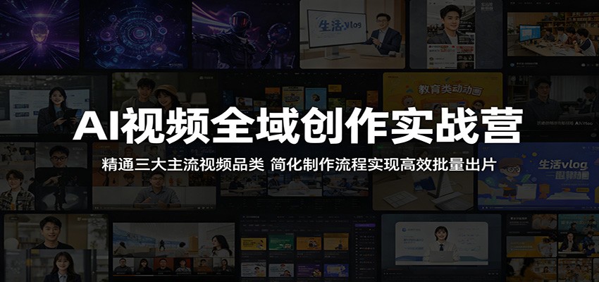 AI视频全域创作实战营：精通三大主流视频品类，简化制作流程实现高效批量出片-沧海聊项目