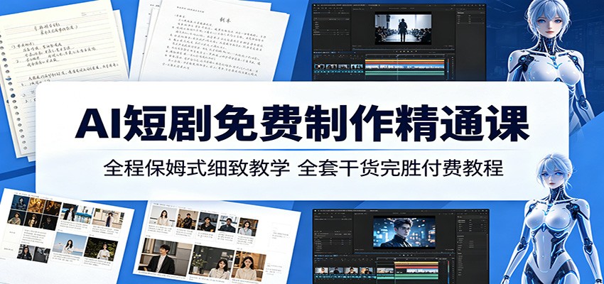 AI短剧免费制作精通课：全程保姆式细致教学，全套干货完胜付费教程-沧海聊项目