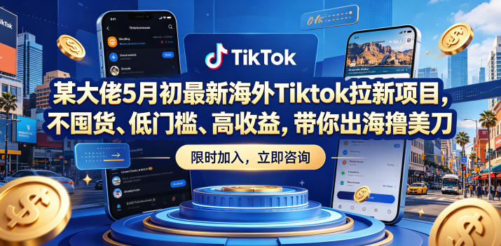 某大佬5月初最新海外Tiktok拉新项目，不囤货、低门槛、高收益，带你出海撸美刀-沧海聊项目
