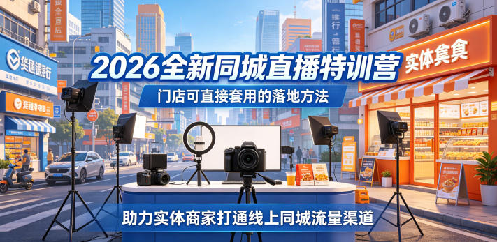 2026全新同城直播特训营，门店可直接套用的落地方法，助力实体商家打通线上同城流量渠道-沧海聊项目