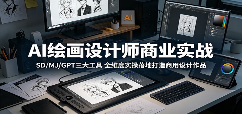 AI绘画设计师商业实战：SD/MJ/GPT三大工具，全维度实操落地打造商用设计作品-沧海聊项目
