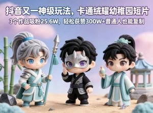 抖音又一神级玩法，卡通绒耀幼稚园短片，3个作品吸粉25.6W，轻松获赞300W+普通人也能复制-沧海聊项目