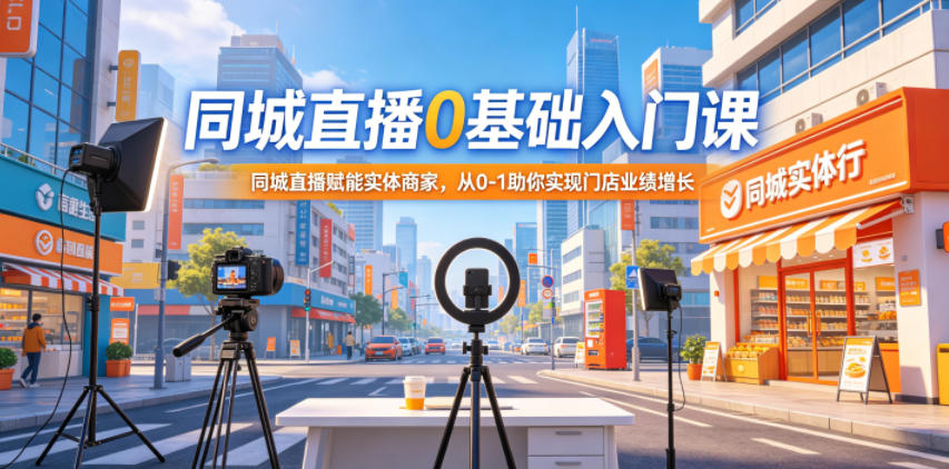 同城直播0基础入门课，同城直播赋能实体商家，从0-1助你实现门店业绩增长-沧海聊项目