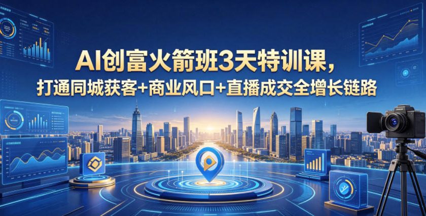 AI创富火箭班3天特训课，打通同城获客+商业风口+直播成交全增长链路，2026年4月新课-沧海聊项目