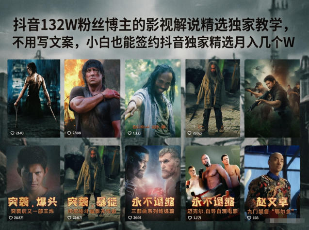 抖音132W粉丝博主的影视解说精选独家教学，不用写文案，小白也能签约抖音独家精选月入几个W-沧海聊项目