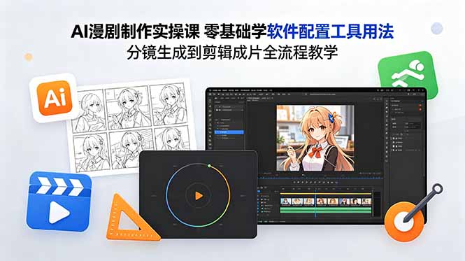 AI漫剧制作实操课 零基础学软件配置工具用法 分镜生成到剪辑成片全流程教学-沧海聊项目