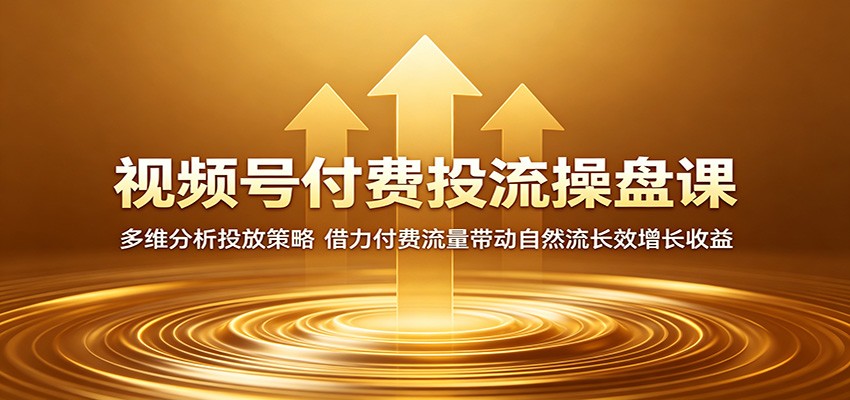 视频号付费投流操盘课：多维分析投放策略，借力付费流量带动自然流长效增长收益-沧海聊项目