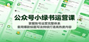 公众号小绿书运营课：掌握账号运营完整体系，套用爆款标题写法持续打造高热度内容-沧海聊项目
