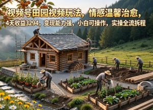 视频号田园视频玩法，情感温馨治愈，4天收益3294，变现能力强，小白可操作，实操全流程拆解-沧海聊项目
