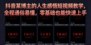 抖音某博主的灰太狼人生感悟短视频教学，全程通俗易懂，零基础也能快速上手-沧海聊项目