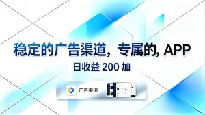 稳定的广告渠道，专属的APP，日收益200+-沧海聊项目