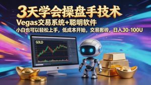 三天学会操盘手技术，vegas技术+聪明软件，小白也可以轻松上手，日入1000+-沧海聊项目