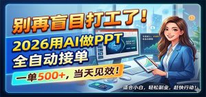 别再盲目打工了！2026用AI做PPT全自动接单，一单5张+，当天见效！-沧海聊项目