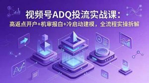 视频号ADQ投流实战课：高返点开户+机审报白+冷启动建模，全流程实操拆解-沧海聊项目