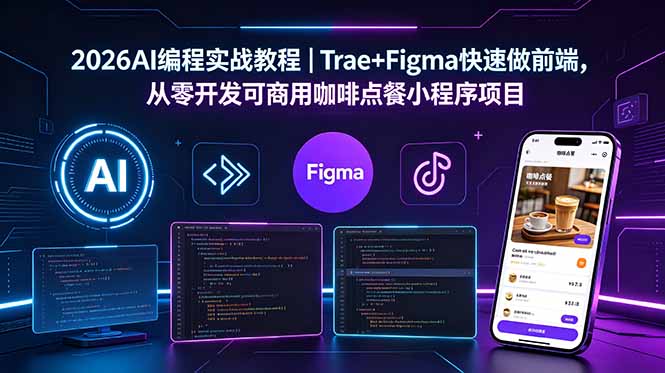 2026AI编程实战教程｜Trae+Figma快速做前端，从零开发可商用咖啡点餐小程序项目-沧海聊项目
