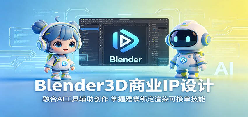 Blender3D商业IP设计：融合AI工具辅助创作，掌握建模绑定渲染可接单技能-沧海聊项目