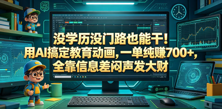 没学历没门路也能干！用AI搞定教育动画，一单纯賺700+，全靠信息差闷声发大财【揭秘】-沧海聊项目