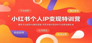 小红书个人IP变现特训营：解析平台规则与爆款逻辑，手把手教内容创作引流带货做私域-沧海聊项目