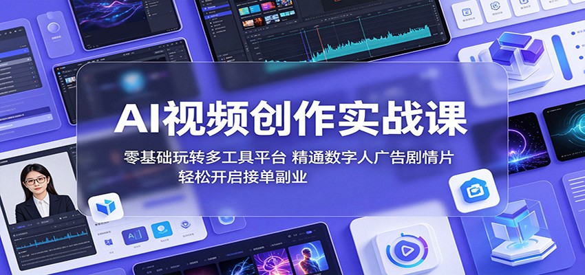 AI视频创作实战课：零基础玩转多工具平台，精通数字人广告、剧情片，轻松开启接单副业-沧海聊项目